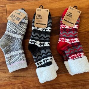 Cozy Socks - Field and Stream Gray, Black, and Red set of 3